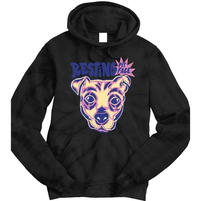Resting Pit Face Funny Pit Bull Dog Tie Dye Hoodie