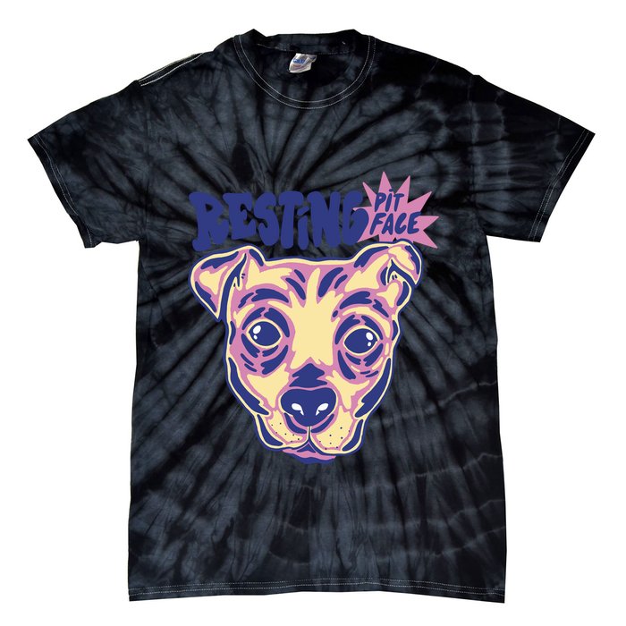 Resting Pit Face Funny Pit Bull Dog Tie-Dye T-Shirt