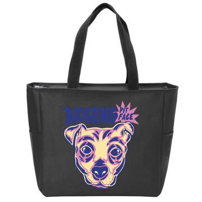 Resting Pit Face Funny Pit Bull Dog Zip Tote Bag