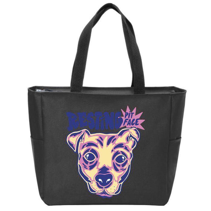 Resting Pit Face Funny Pit Bull Dog Zip Tote Bag