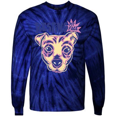 Resting Pit Face Funny Pit Bull Dog Tie-Dye Long Sleeve Shirt