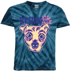 Resting Pit Face Funny Pit Bull Dog Kids Tie-Dye T-Shirt