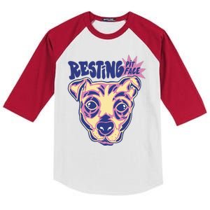 Resting Pit Face Funny Pit Bull Dog Kids Colorblock Raglan Jersey