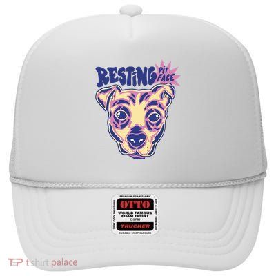 Resting Pit Face Funny Pit Bull Dog High Crown Mesh Back Trucker Hat