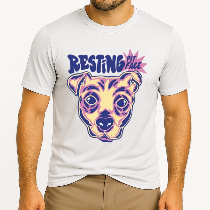 Resting Pit Face Funny Pit Bull Dog Performance Shirt