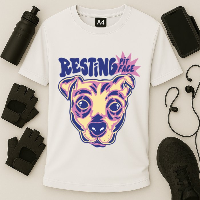 Resting Pit Face Funny Pit Bull Dog Performance Shirt