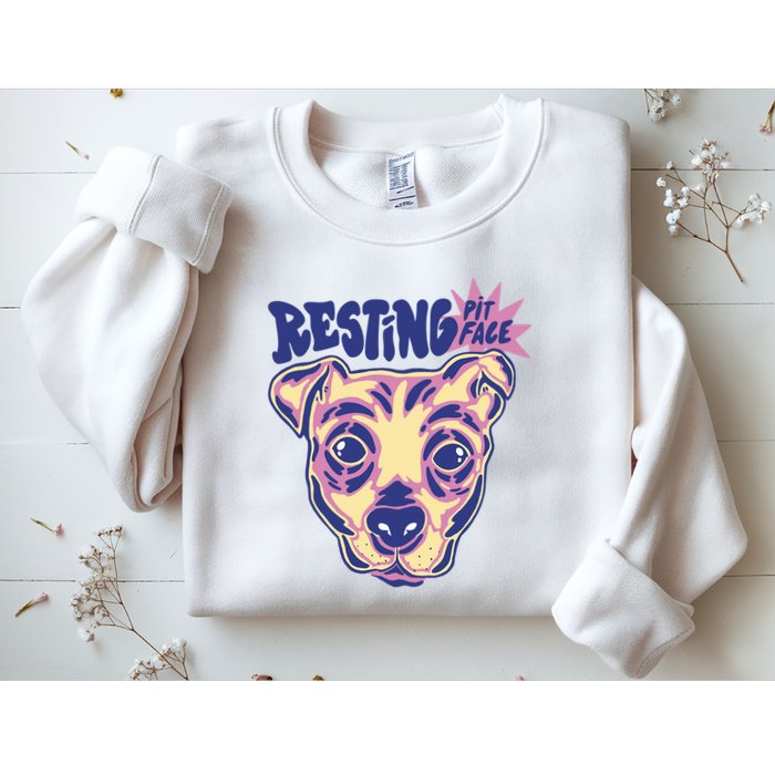 Resting Pit Face Funny Pit Bull Dog Sweatshirt