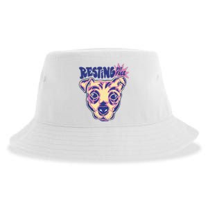 Resting Pit Face Funny Pit Bull Dog Sustainable Bucket Hat