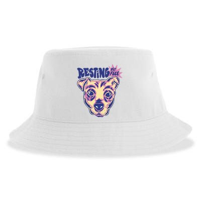 Resting Pit Face Funny Pit Bull Dog Sustainable Bucket Hat