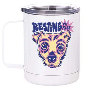 Resting Pit Face Funny Pit Bull Dog 12 oz Stainless Steel Tumbler Cup