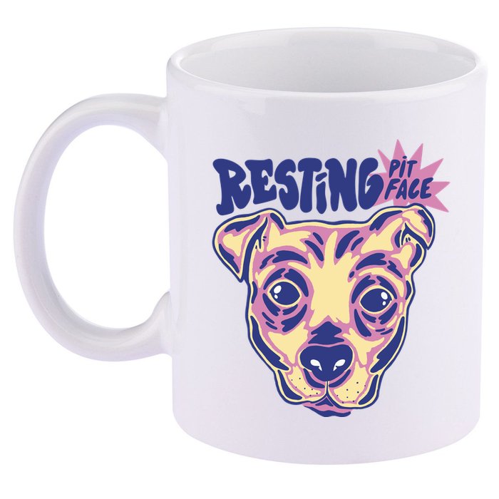 Resting Pit Face Funny Pit Bull Dog 11oz C Handle Ceramic Mug