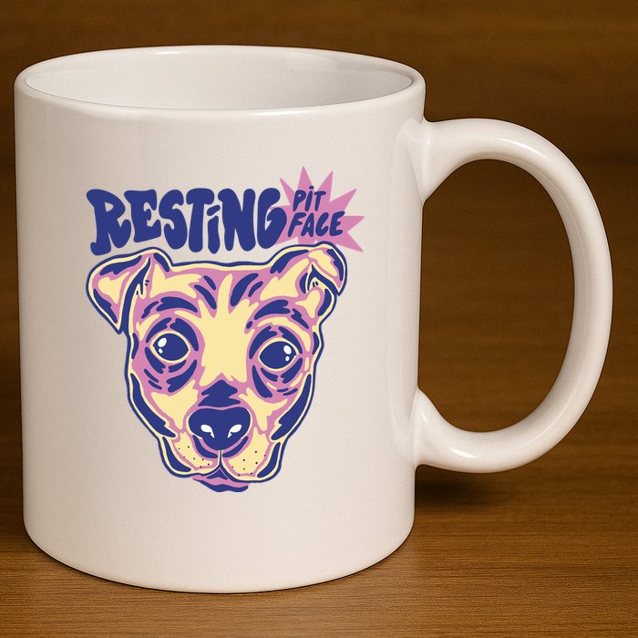 Resting Pit Face Funny Pit Bull Dog 11oz C Handle Ceramic Mug