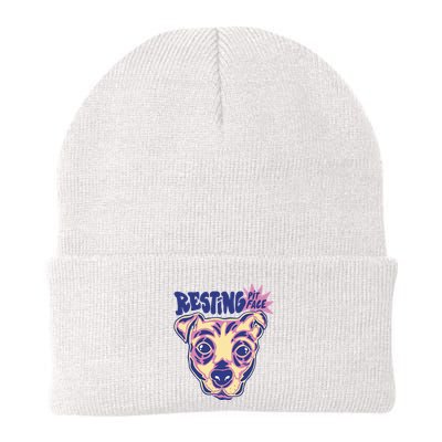 Resting Pit Face Funny Pit Bull Dog Beanie