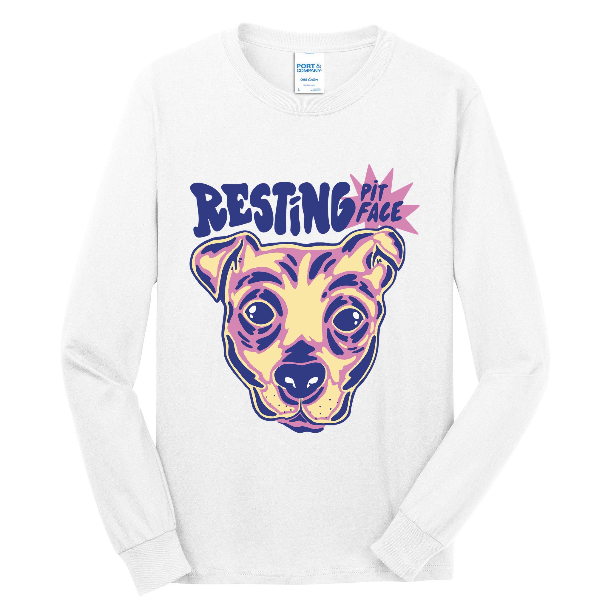 Resting Pit Face Funny Pit Bull Dog Tall Long Sleeve T-Shirt