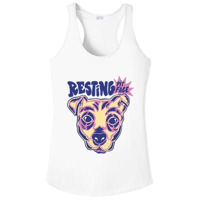 Resting Pit Face Funny Pit Bull Dog Ladies PosiCharge Competitor Racerback Tank