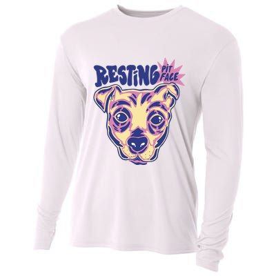 Resting Pit Face Funny Pit Bull Dog Cooling Performance Long Sleeve Crew