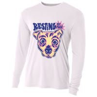 Resting Pit Face Funny Pit Bull Dog Cooling Performance Long Sleeve Crew