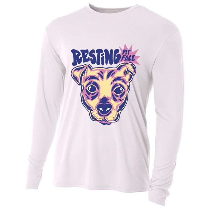 Resting Pit Face Funny Pit Bull Dog Cooling Performance Long Sleeve Crew
