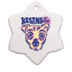 Resting Pit Face Funny Pit Bull Dog Ceramic Star Ornament