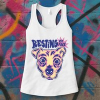 Resting Pit Face Funny Pit Bull Dog Womens Tank Top