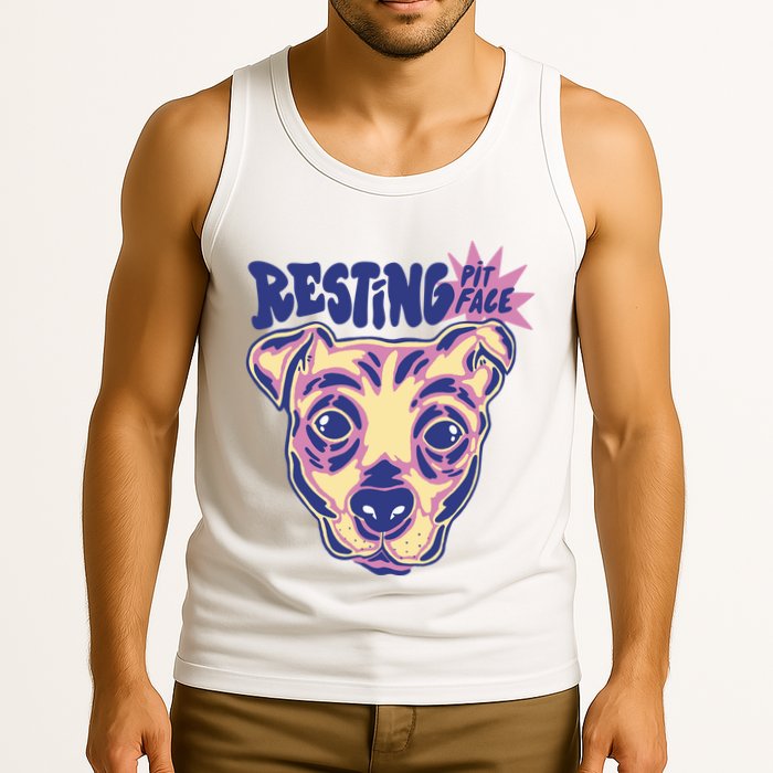 Resting Pit Face Funny Pit Bull Dog Tank Top