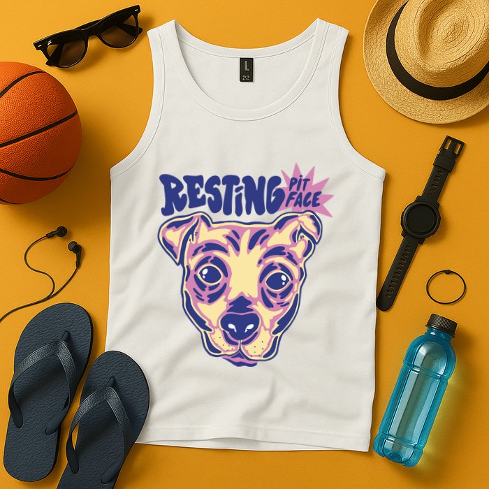 Resting Pit Face Funny Pit Bull Dog Tank Top