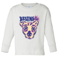 Resting Pit Face Funny Pit Bull Dog Toddler Long Sleeve Shirt