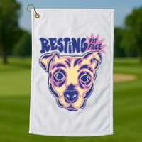 Resting Pit Face Funny Pit Bull Dog Golf Towel