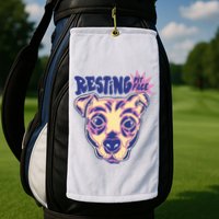 Resting Pit Face Funny Pit Bull Dog Golf Towel
