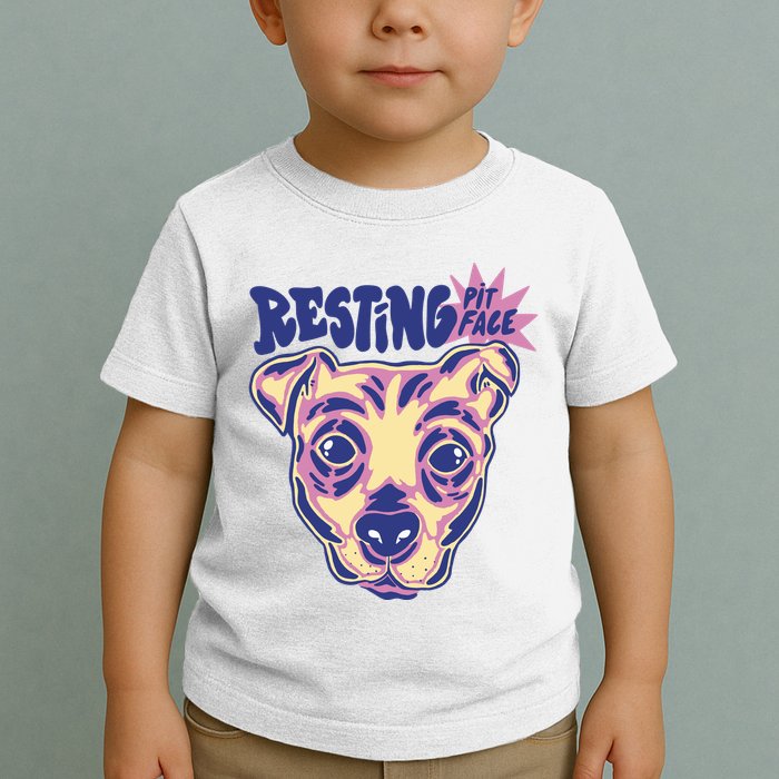 Resting Pit Face Funny Pit Bull Dog Toddler T-Shirt