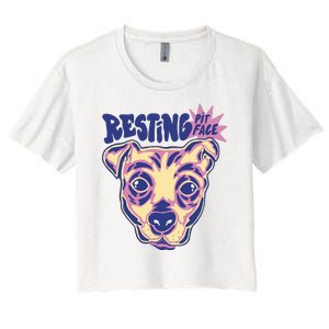 Resting Pit Face Funny Pit Bull Dog Women's Crop Top Tee