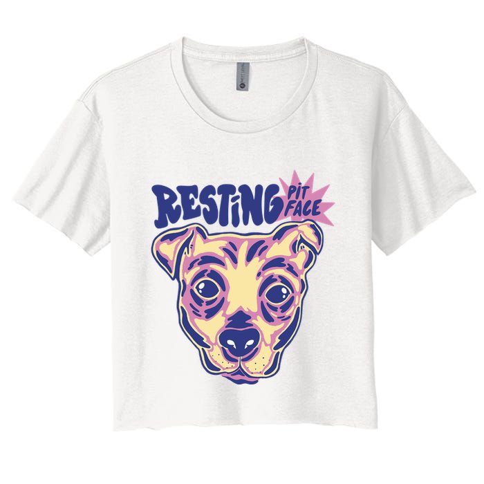 Resting Pit Face Funny Pit Bull Dog Crop Top