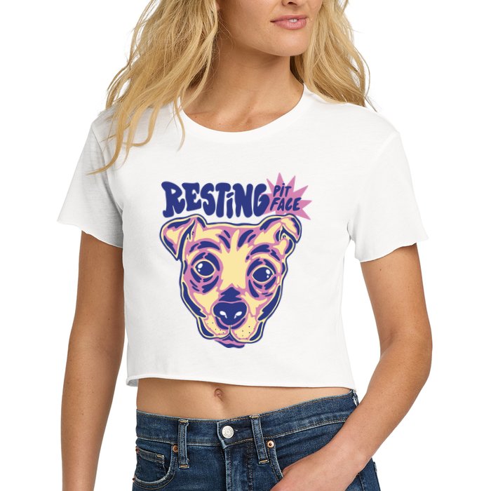 Resting Pit Face Funny Pit Bull Dog Crop Top