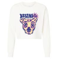 Resting Pit Face Funny Pit Bull Dog Cropped Pullover Crew