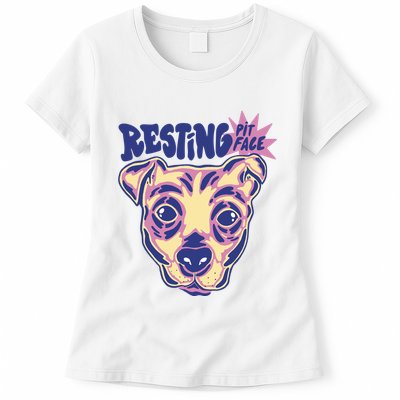 Resting Pit Face Funny Pit Bull Dog Womens T-Shirt