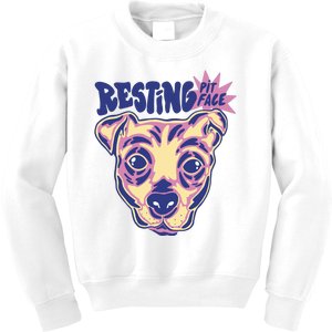 Resting Pit Face Funny Pit Bull Dog Kids Sweatshirt