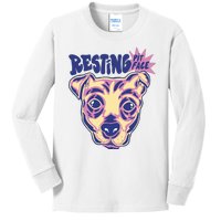 Resting Pit Face Funny Pit Bull Dog Kids Long Sleeve Shirt