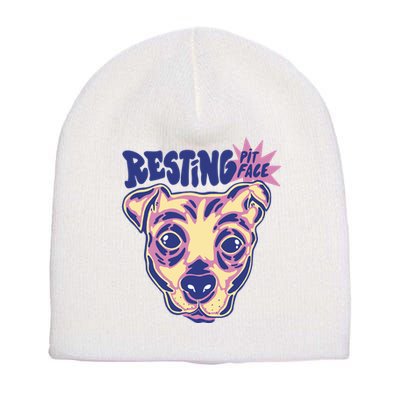 Resting Pit Face Funny Pit Bull Dog Short Acrylic Beanie
