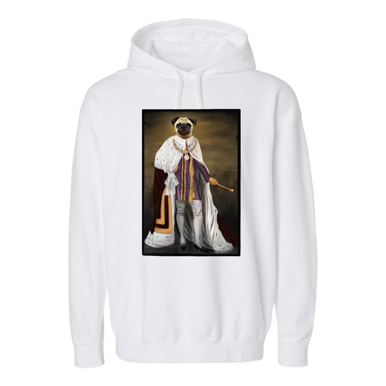 Royalty Pug Funny Garment-Dyed Fleece Hoodie