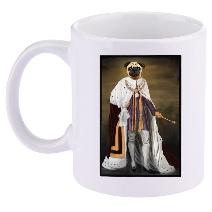 Royalty Pug Funny 11oz C Handle Ceramic Mug