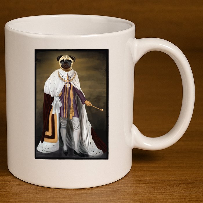 Royalty Pug Funny 11oz C Handle Ceramic Mug