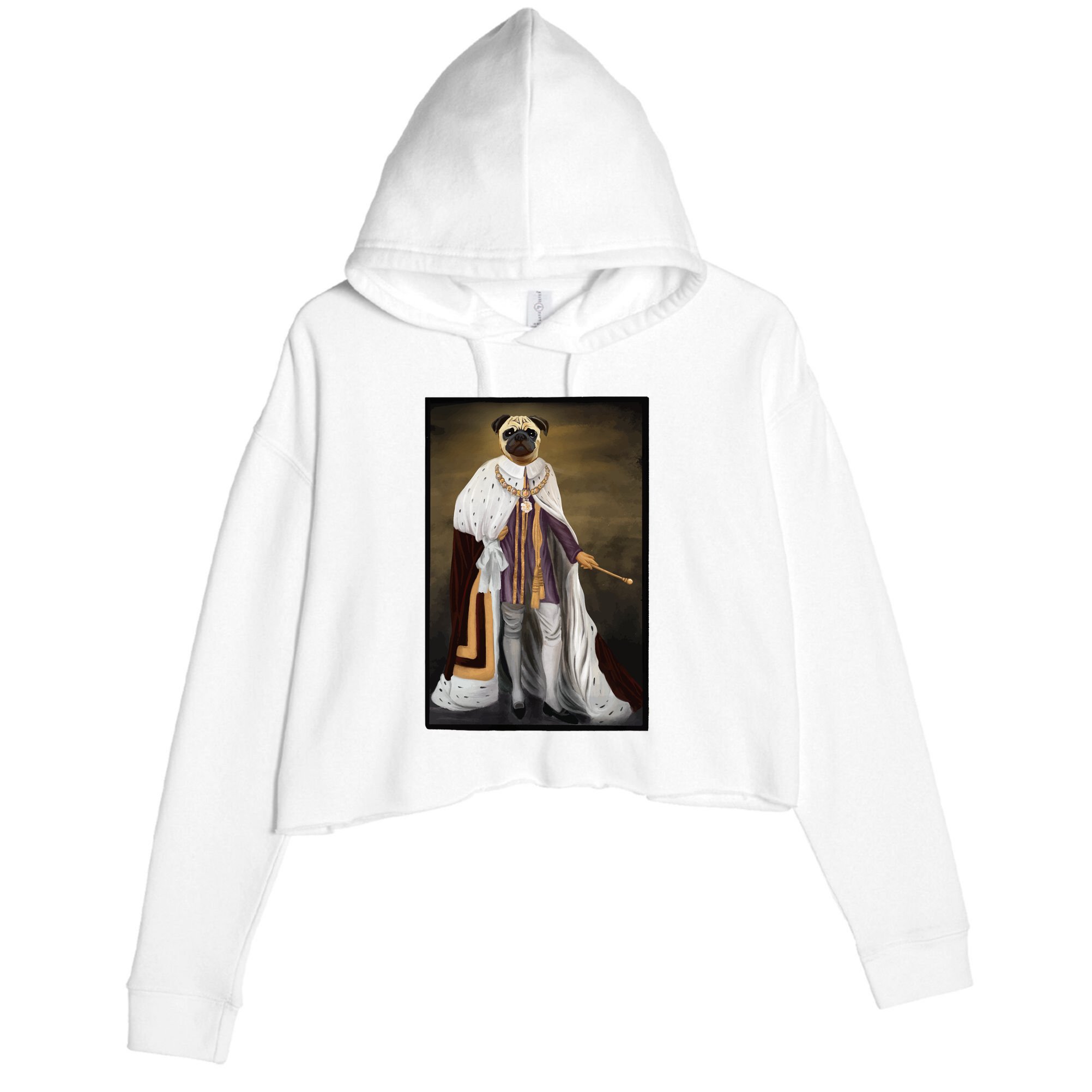 Royalty Pug Funny Crop Fleece Hoodie