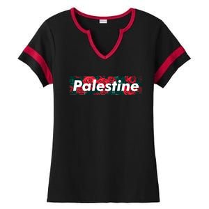 Red Palestine Free Palestine Free Gaza Palestine Flag Arabic Cool Gift Ladies Halftime Notch Neck Tee