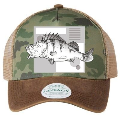 River Perch Fish Sketch Legacy Tie Dye Trucker Hat