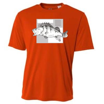 River Perch Fish Sketch Cooling Performance Crew T-Shirt