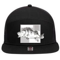 River Perch Fish Sketch 7 Panel Mesh Trucker Snapback Hat