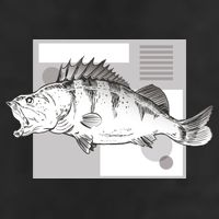 River Perch Fish Sketch 7 Panel Mesh Trucker Snapback Hat