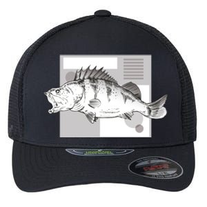 River Perch Fish Sketch Flexfit Unipanel Trucker Cap