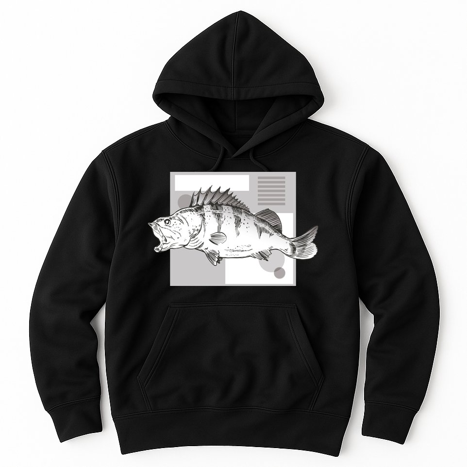 River Perch Fish Sketch Hoodie