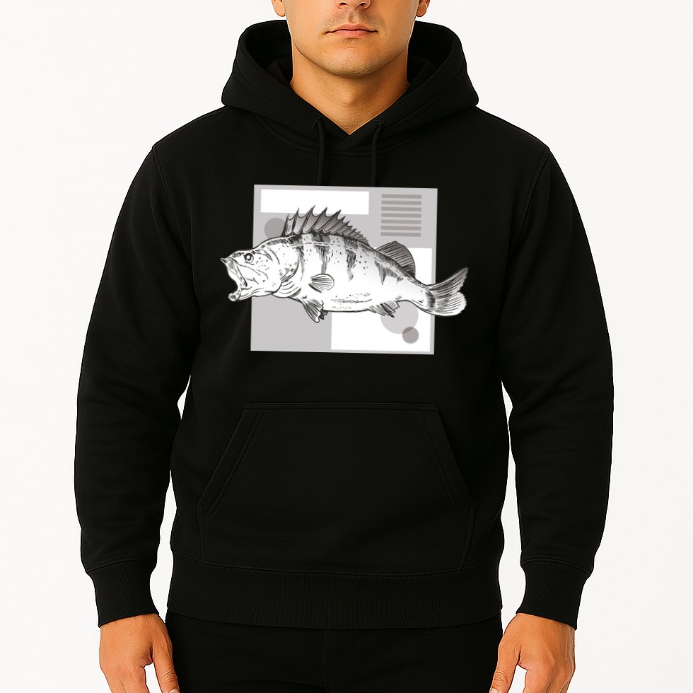 River Perch Fish Sketch Hoodie